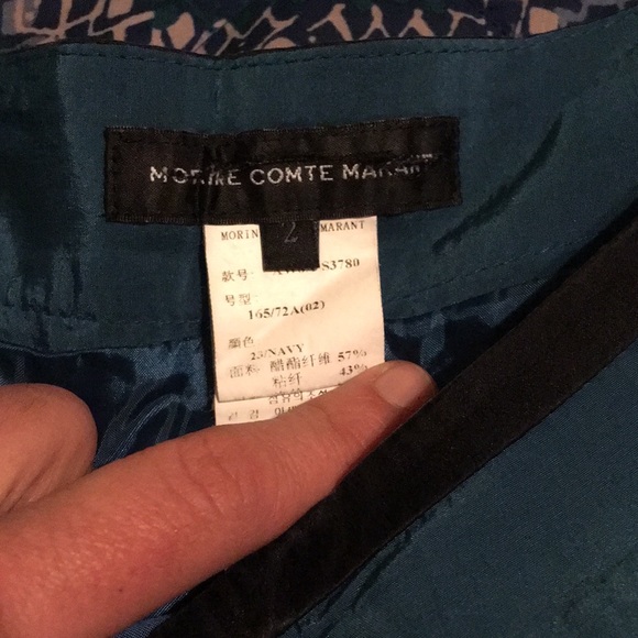 MORINE COMTE MARANT Blue Black Lace Trim Mini Skirt EUC 2 - Picture 5 of 6